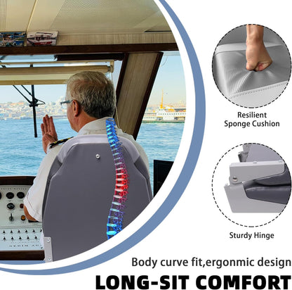 Boat Seats – 2PCS Folding Marine Helm Captain Chairs with Swivel Bases