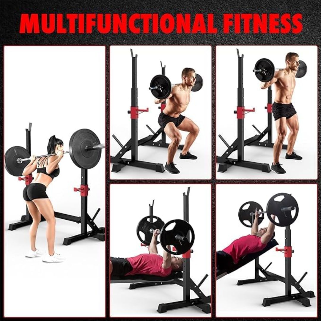 Adjustable Barbell Squat Rack with Height Width Adjustment