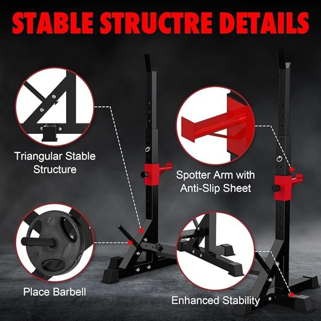 Adjustable Barbell Squat Rack with Height Width Adjustment