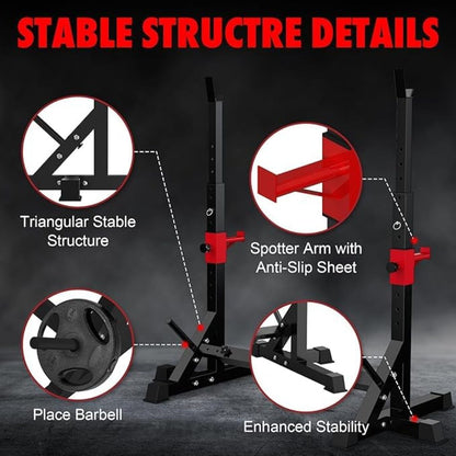 Adjustable Barbell Squat Rack with Height Width Adjustment