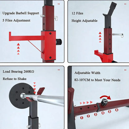 Adjustable Barbell Squat Rack with Height Width Adjustment