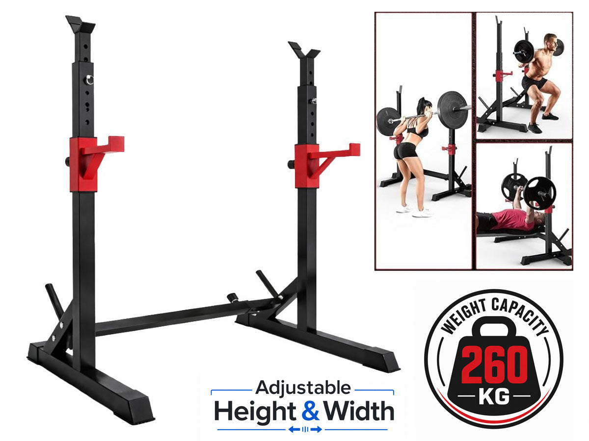 Adjustable Barbell Squat Rack with Height Width Adjustment