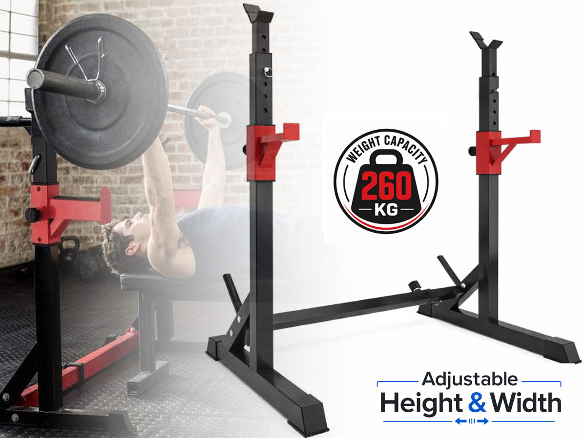Adjustable Barbell Squat Rack with Height Width Adjustment