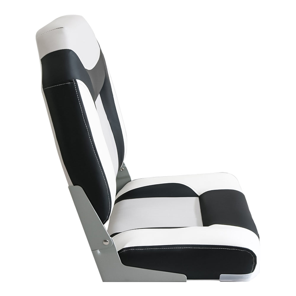 Boat Seats – 2PCS Folding Marine Helm Captain Chairs with Swivel Bases