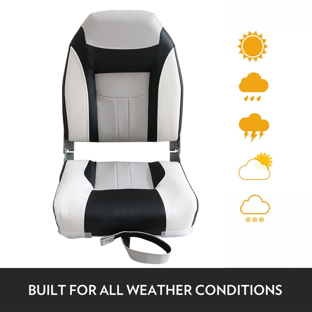 Boat Seats – 2PCS Folding Marine Helm Captain Chairs with Swivel Bases