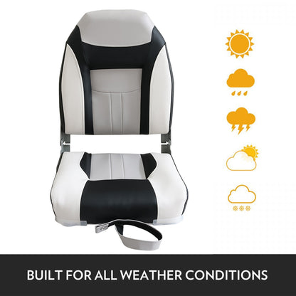 Boat Seats – 2PCS Folding Marine Helm Captain Chairs with Swivel Bases
