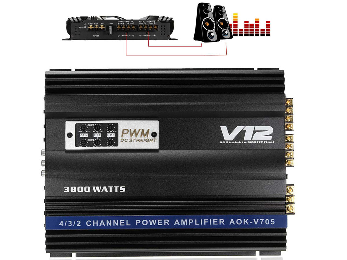 Car Amplifier 4 Channels 3800W