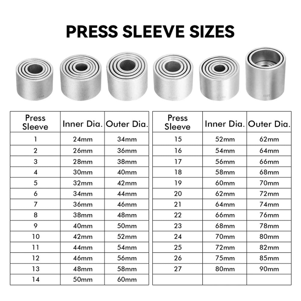 36Pcs Press and Pull Sleeve Bush Removal and Installation Tool Kit