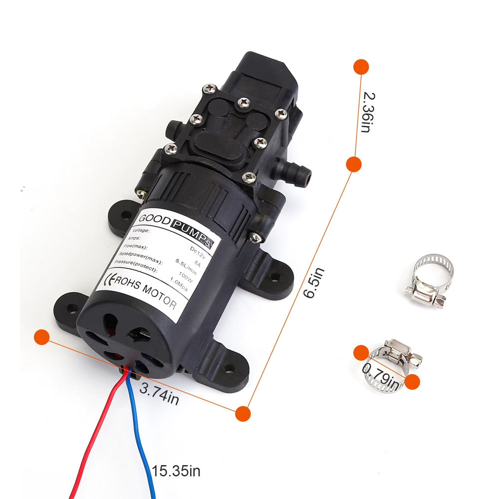 12V Water Pump 123 PSI High Pressure Caravan