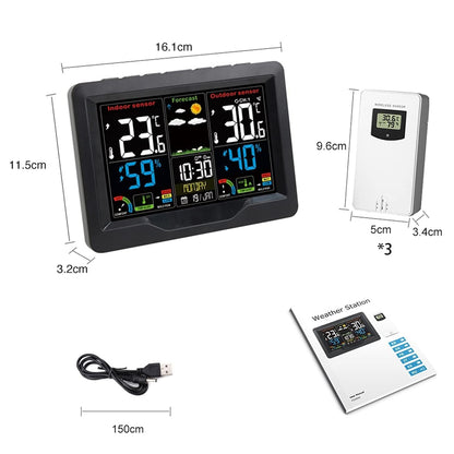 Weather Station Wireless Thermometer Digital Thermometer with Remote Sensor-Black