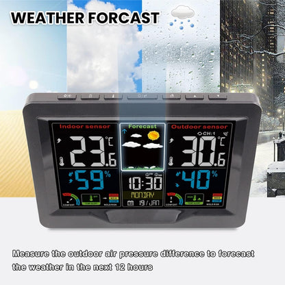 Weather Station Wireless Thermometer Digital Thermometer with Remote Sensor-Black