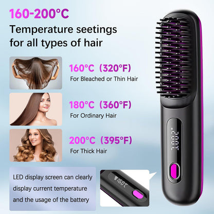 Cordless LCD Hair Straightening Brush