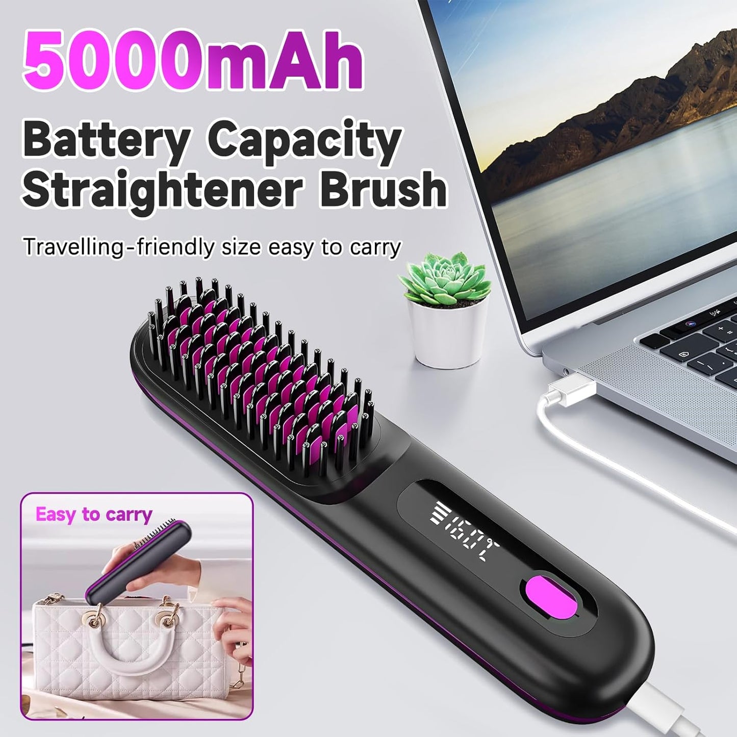 Cordless LCD Hair Straightening Brush