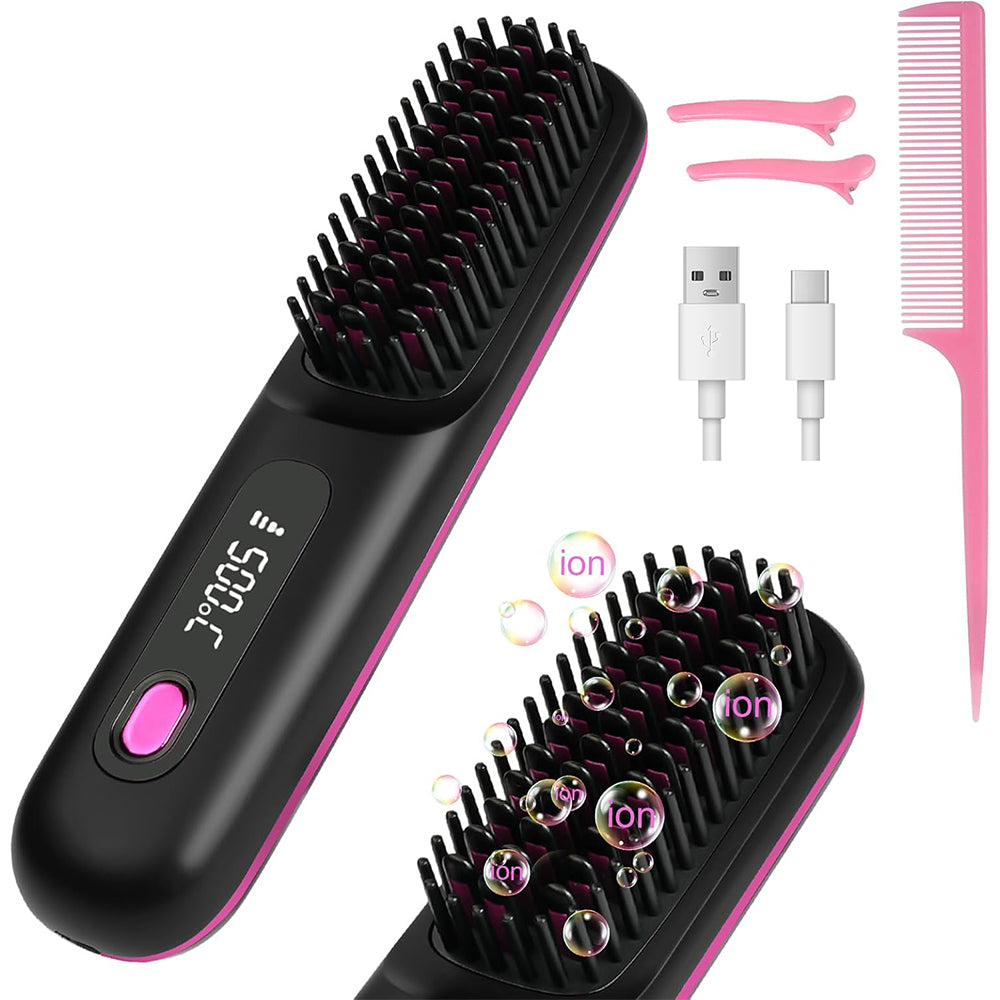 Cordless LCD Hair Straightening Brush