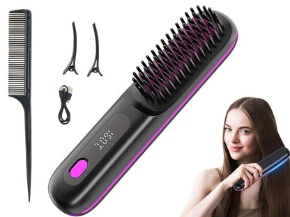 Cordless LCD Hair Straightening Brush