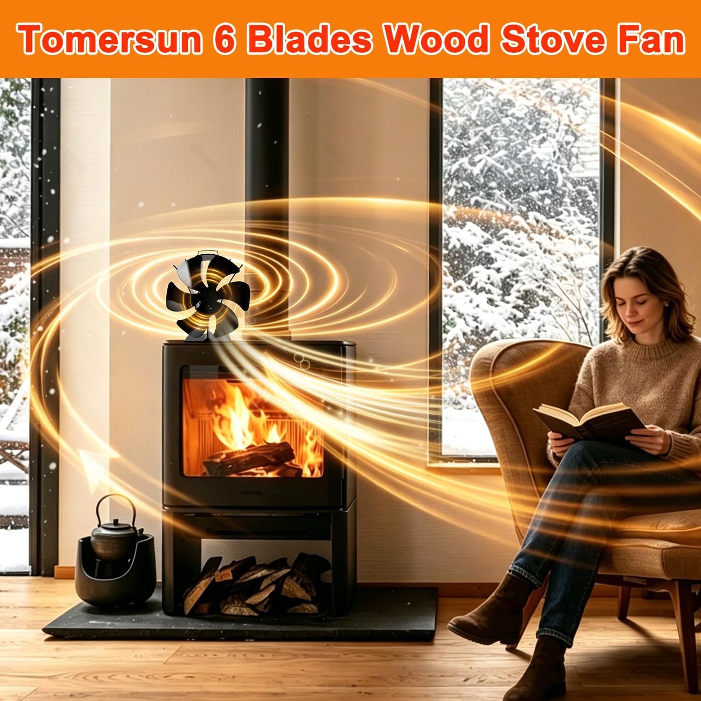 Heat Powered Stove Fireplace Fan