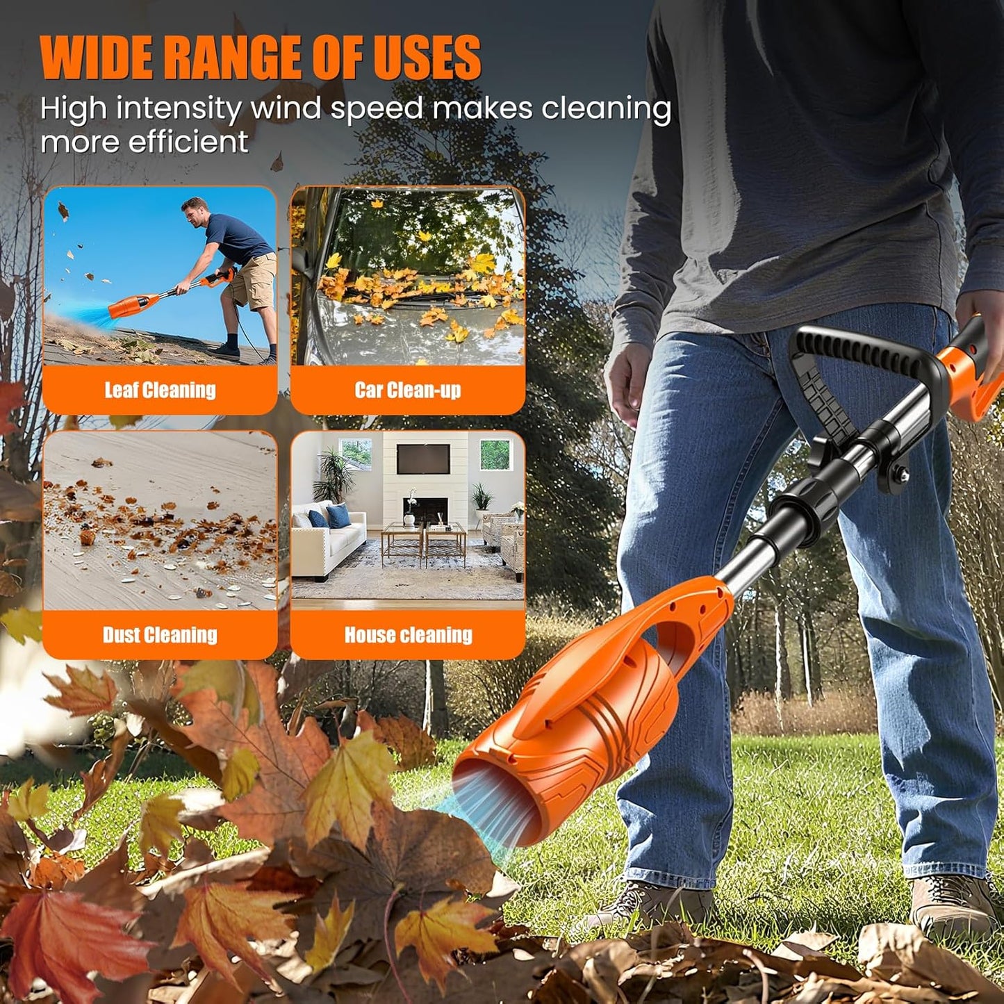 21V Cordless Leaf Blower with 2 Batteries & Charger