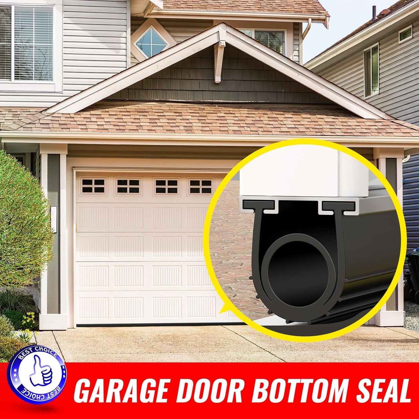 5M Garage Door Bottom Seal with Pre-drilled Aluminum Track Retainer Base Kit