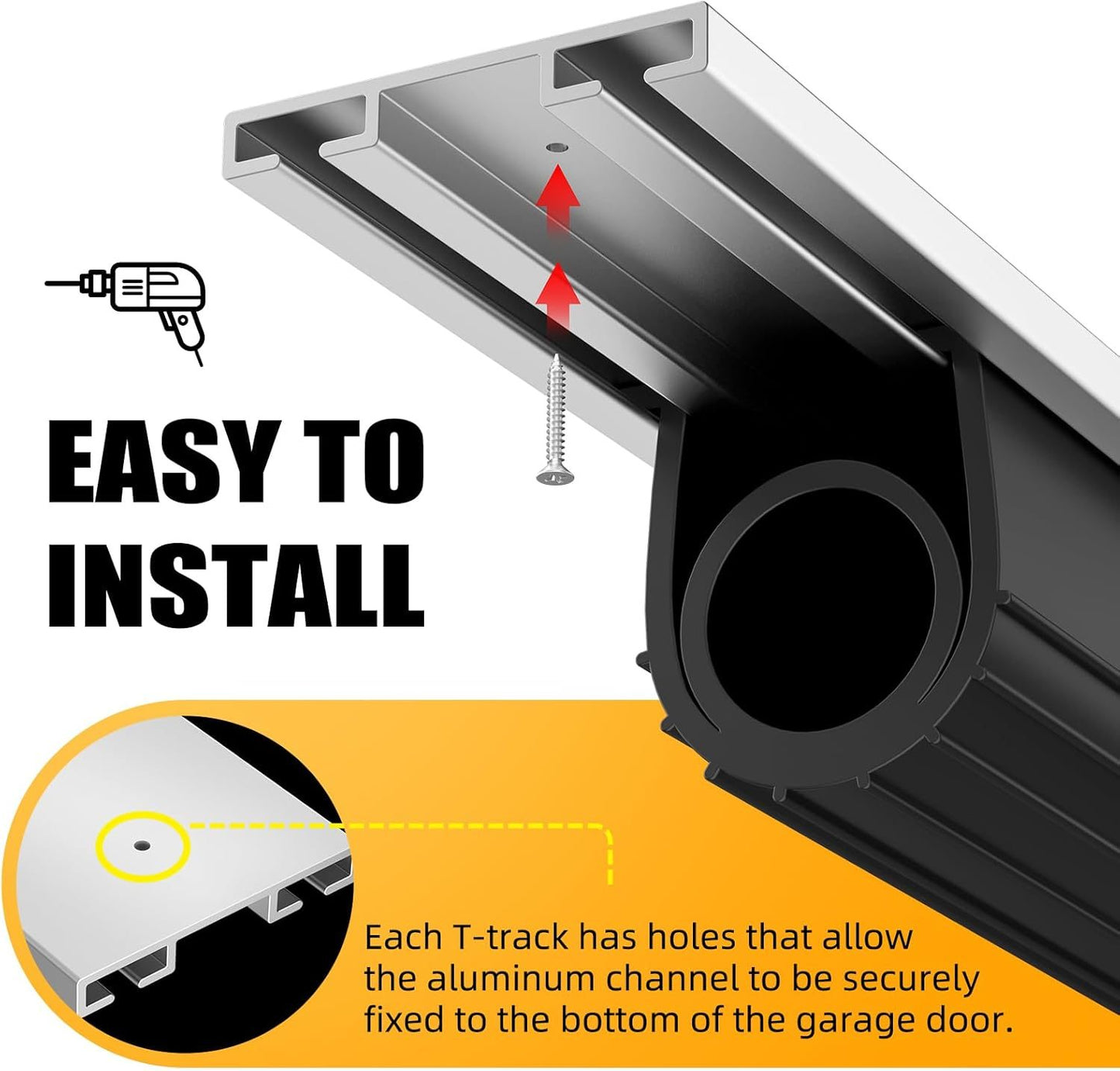 5M Garage Door Bottom Seal with Pre-drilled Aluminum Track Retainer Base Kit