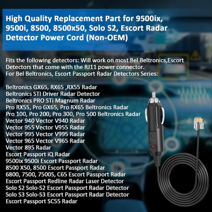 2M RJ11 Power Cable Cord for Uniden Escort Beltronics Valentine V1 Radar