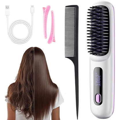 Cordless LCD Hair Straightening Brush