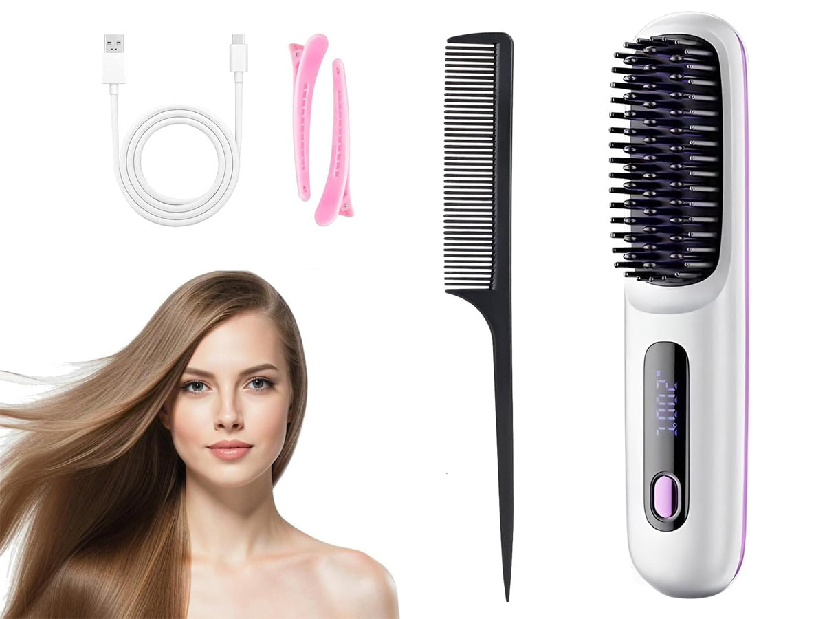 Cordless LCD Hair Straightening Brush
