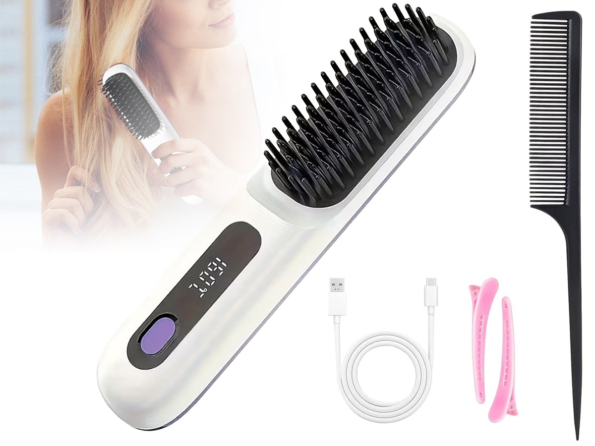 Cordless LCD Hair Straightening Brush