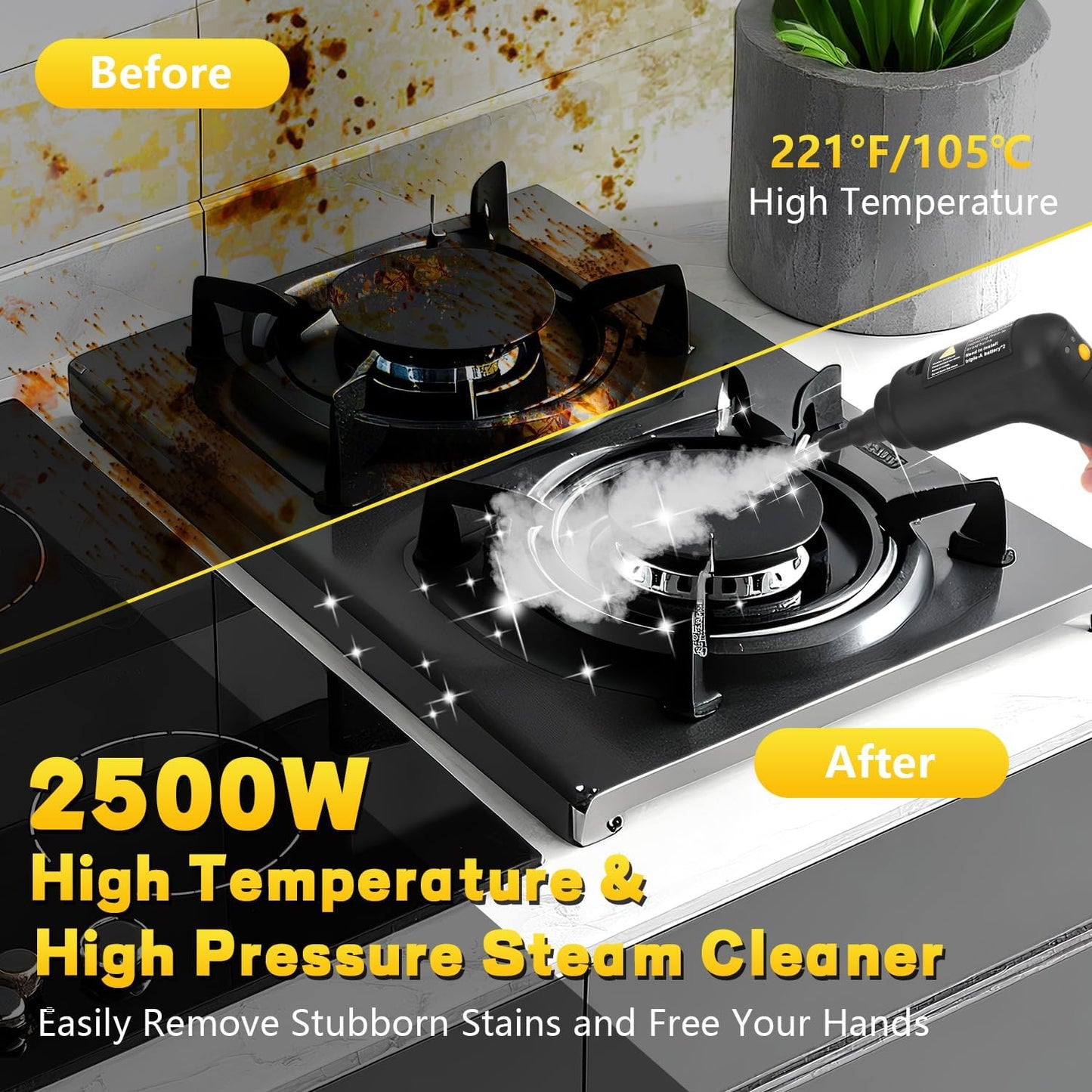 Steam Cleaner - 2500W High Pressure Steam Cleaner Portable Cleaning Machine