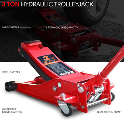 3 Ton Hydraulic Floor Jack Low Profile Car Trolley Jack