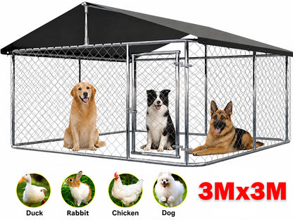 Outdoor Dog Run with Shade Sail 3 x 3 x 1.8m
