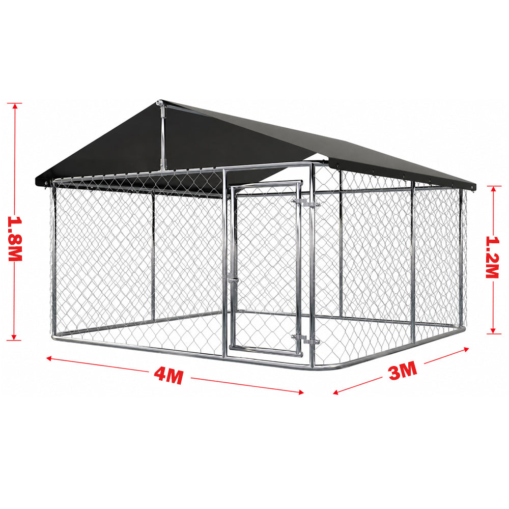 Outdoor Dog Run with Shade Sail 4x3x1.8m