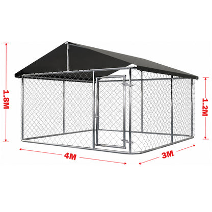 Outdoor Dog Run with Shade Sail 4x3x1.8m