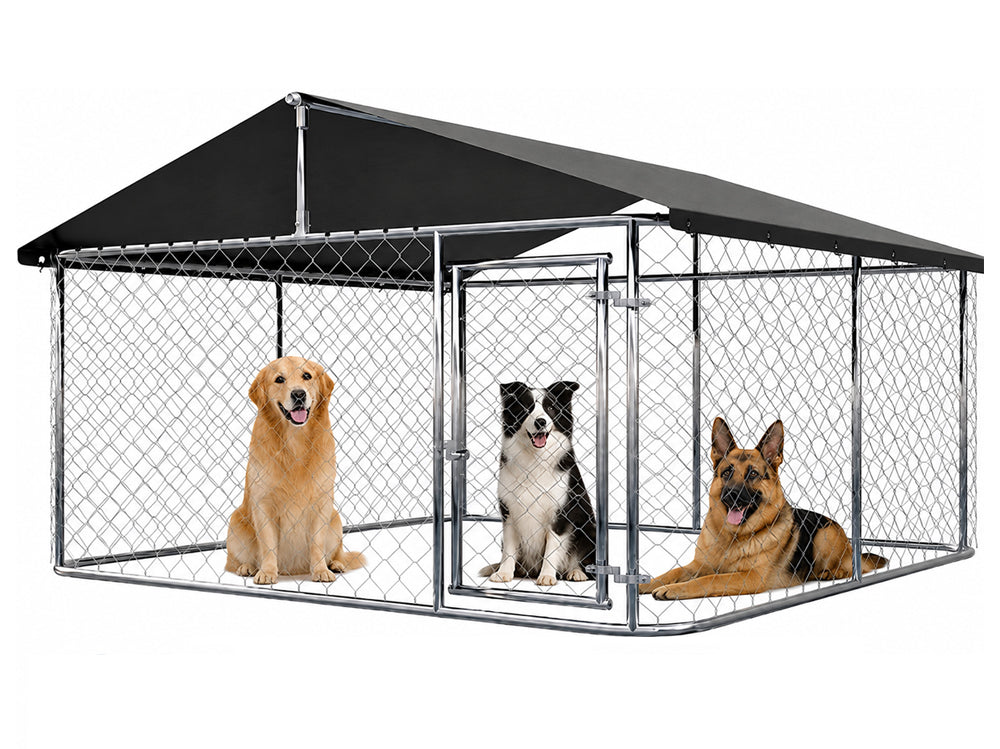 Outdoor Dog Run with Shade Sail 4x3x1.8m