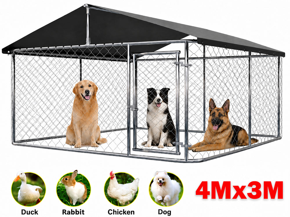 Outdoor Dog Run with Shade Sail 4x3x1.8m
