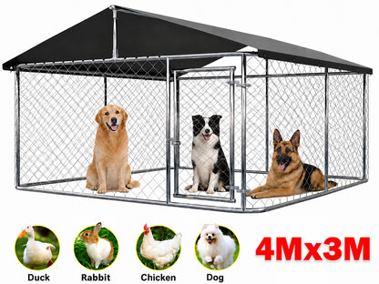 Outdoor Dog Run with Shade Sail 4x3x1.8m