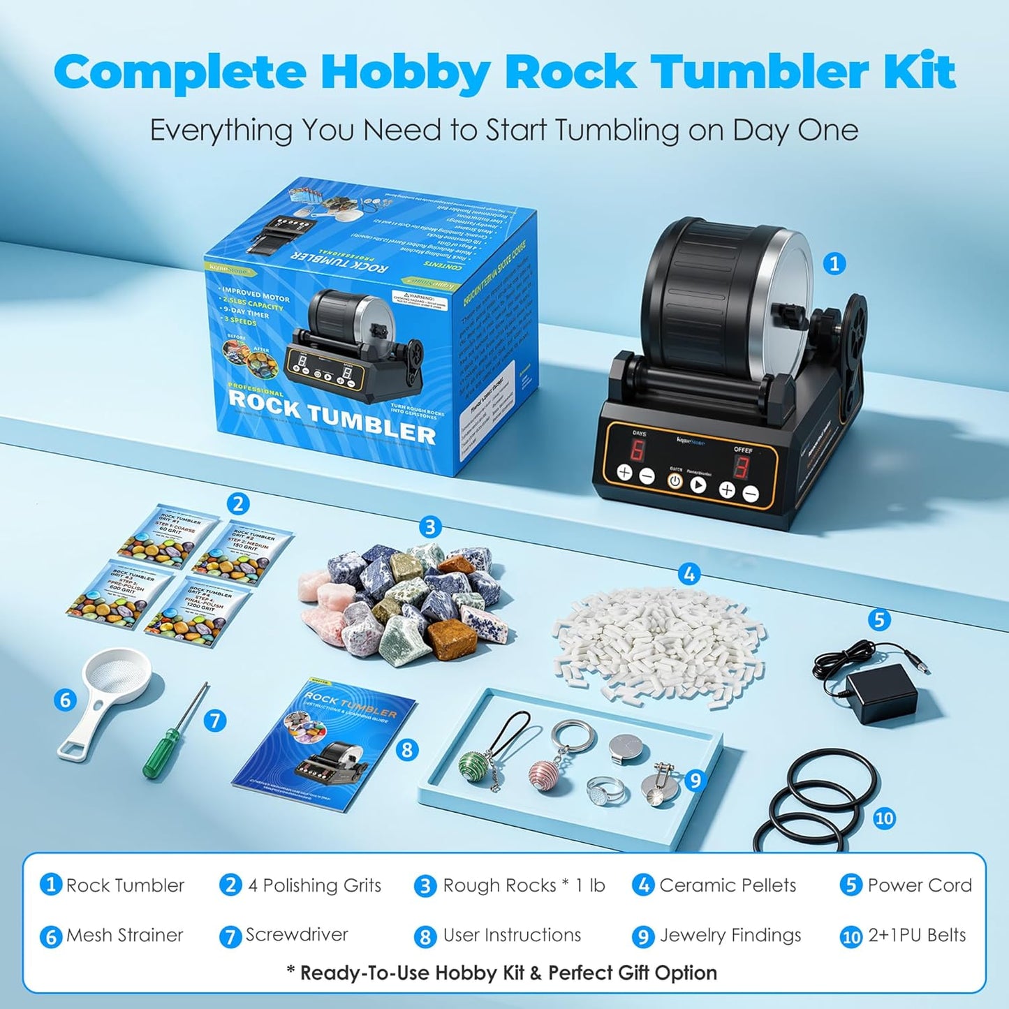 Electronic Rock Tumbler Kit Polishing Machine
