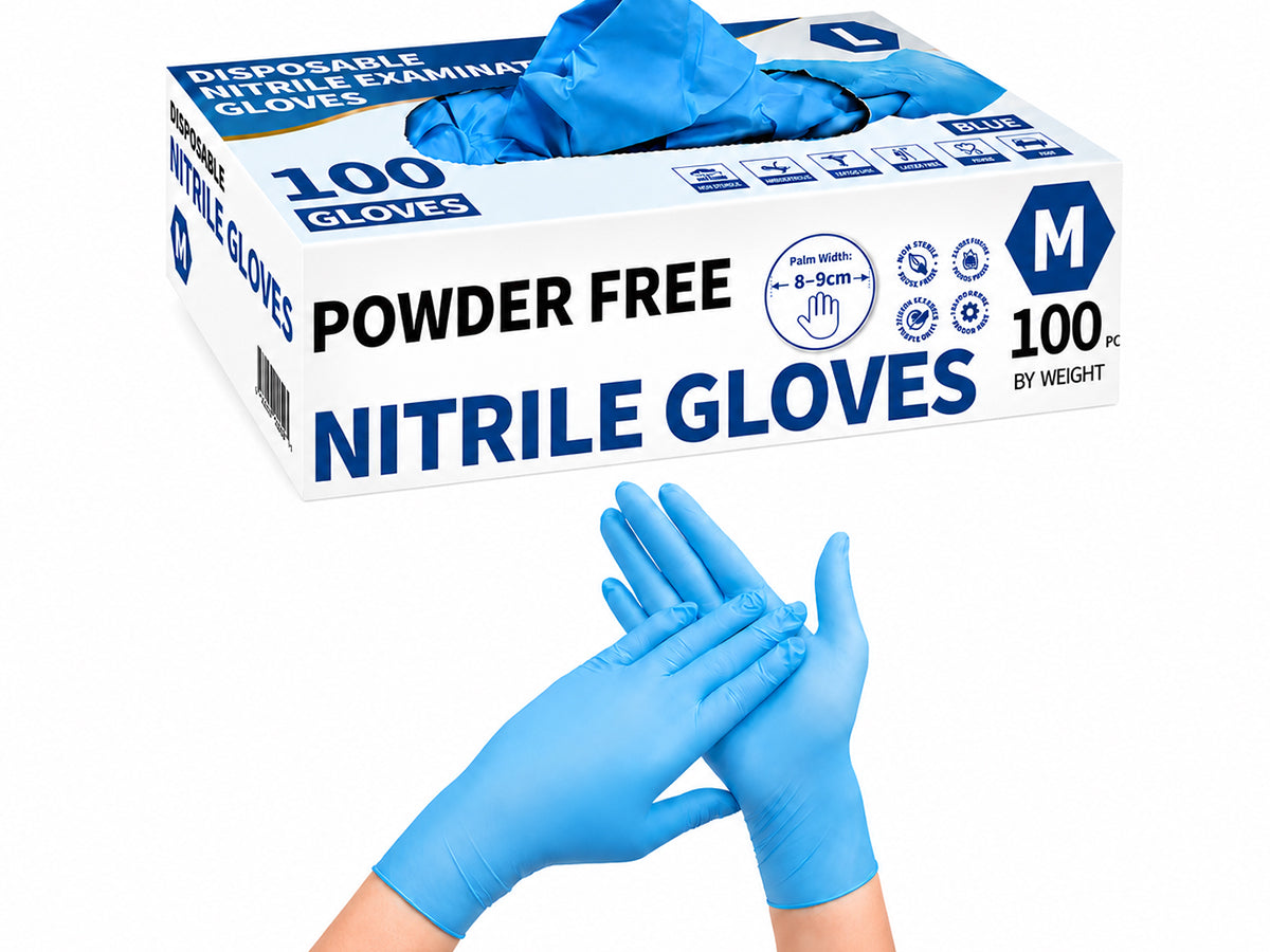 100x Disposable Nitrile Gloves Blue- Medium