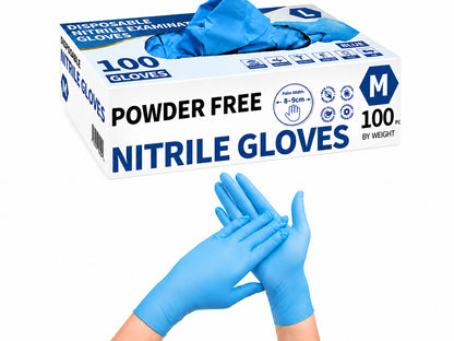 100x Disposable Nitrile Gloves Blue- Medium