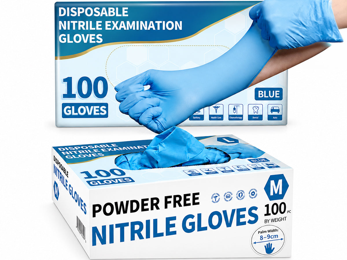 100x Disposable Nitrile Gloves Blue- Medium