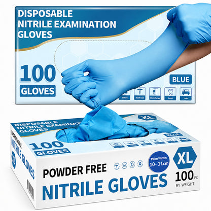 100x Disposable Nitrile Gloves Blue- XL