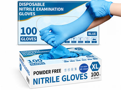 100x Disposable Nitrile Gloves Blue- XL