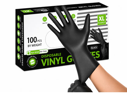 100x Disposable Nitrile Gloves Black - XL