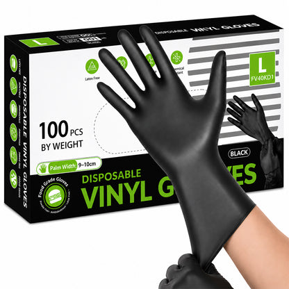 100x Disposable Nitrile Gloves Black - Large