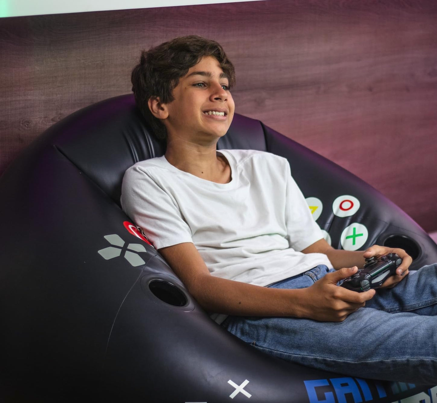 Inflatable Gaming Chair Portable Lounge Chair with Cup Holder