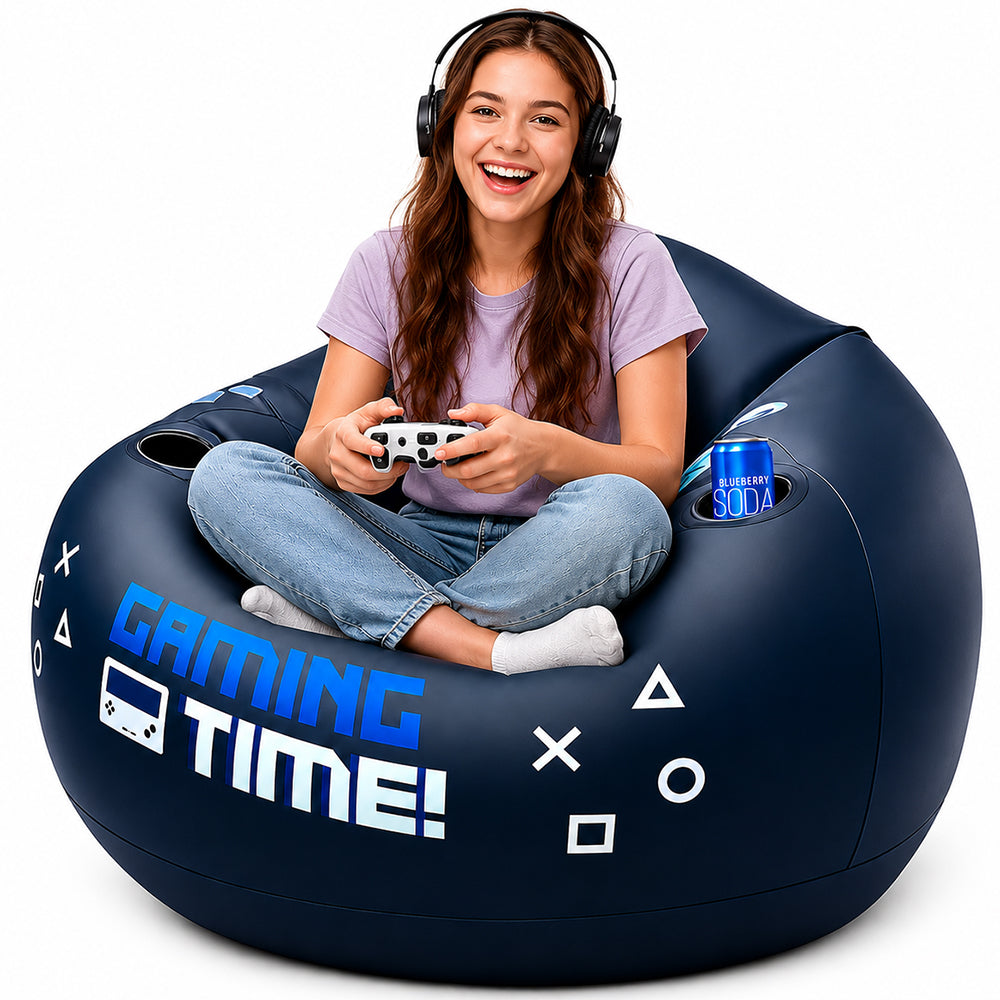Inflatable Gaming Chair Portable Lounge Chair with Cup Holder
