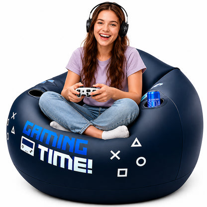 Inflatable Gaming Chair Portable Lounge Chair with Cup Holder