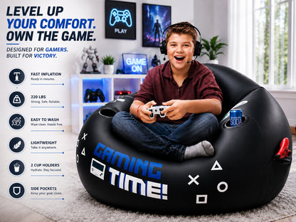 Inflatable Gaming Chair Portable Lounge Chair with Cup Holder