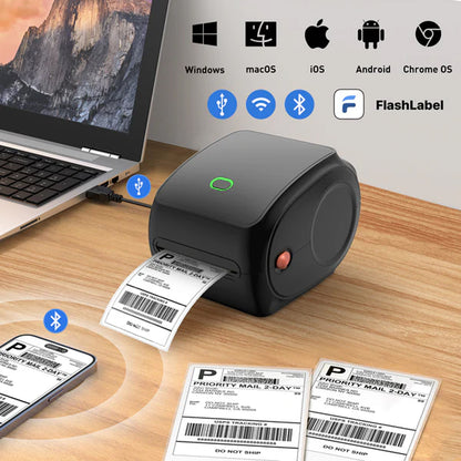 Portable Thermal Label Printer USB & Bluetooth Direct Thermal, High-Speed Printing