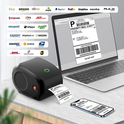 Portable Thermal Label Printer USB & Bluetooth Direct Thermal, High-Speed Printing