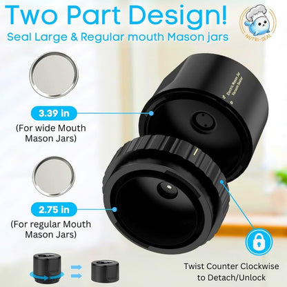 Electric Mason Jar Vacuum Sealer Kit for Food Storage & Preservation